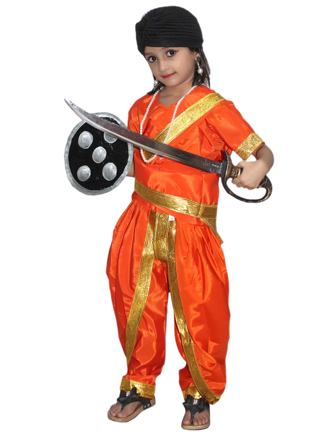 orange polyester rani laxmi bai costume