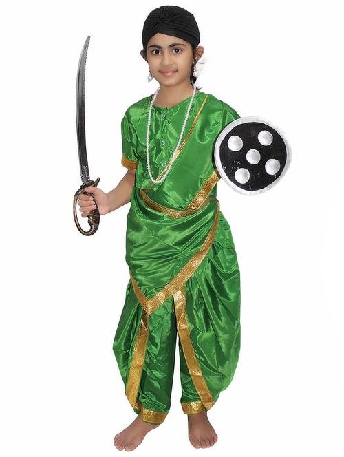 green polyester rani laxmi bai costume - 15758766 -  Standard Image - 0