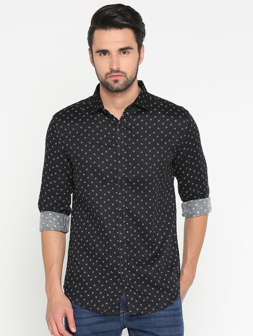 mens micro print casual shirt - 15759539 - Standard Image - 0