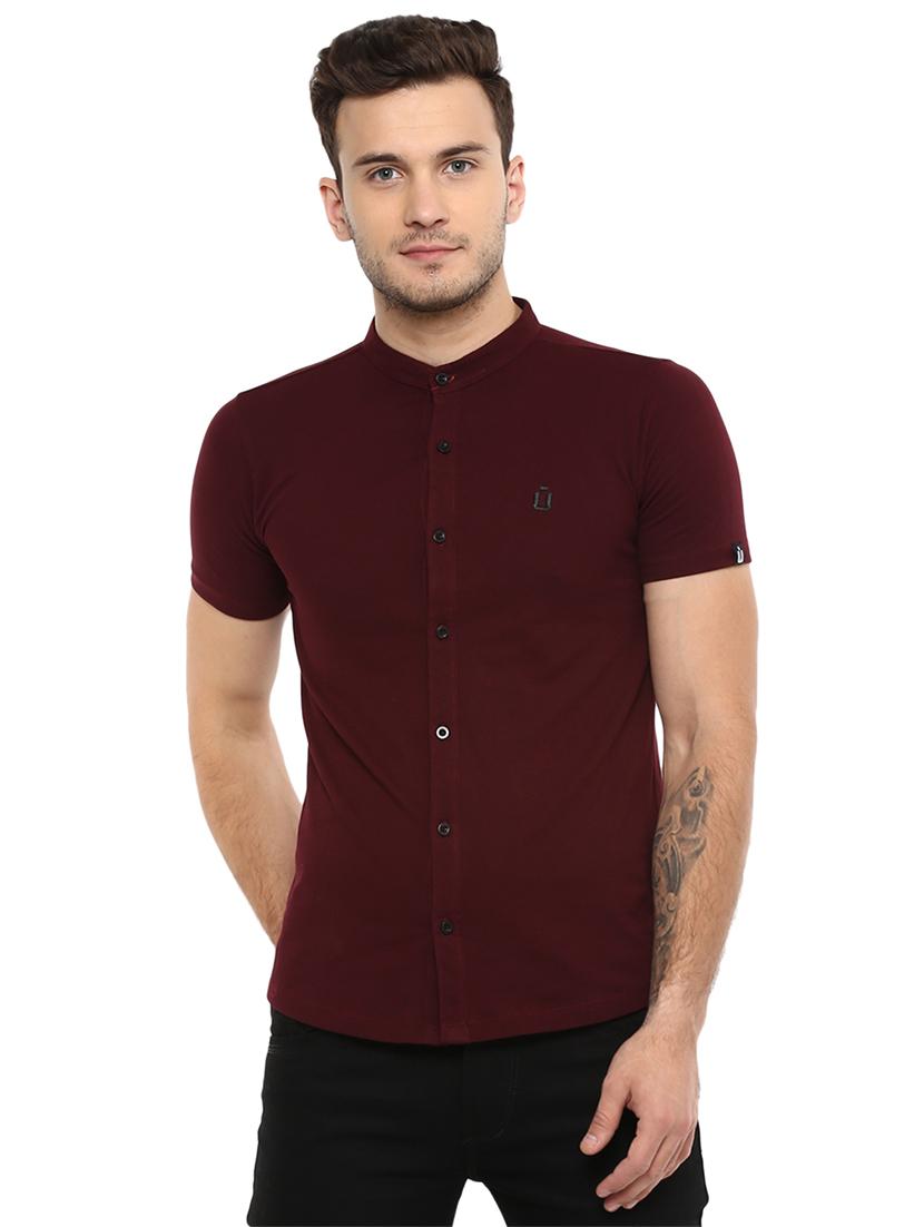 maroon solid casual shirt