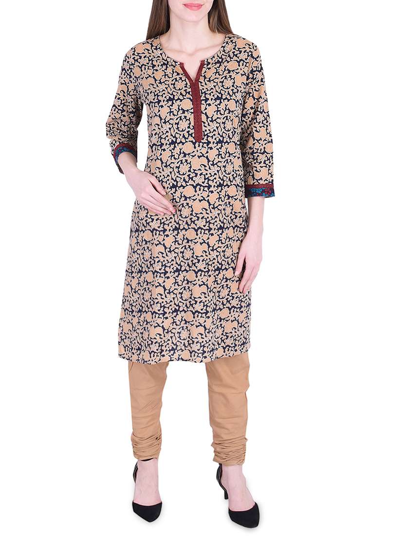 floral printed kurta with churidaar
