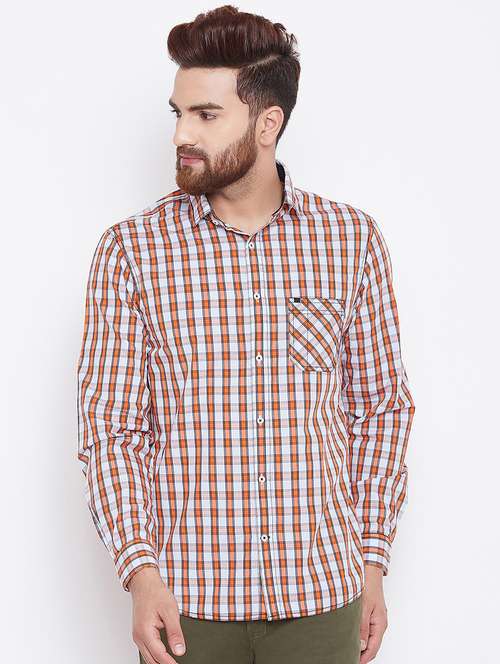 orange checkered casual shirt - 15764765 -  Standard Image - 0
