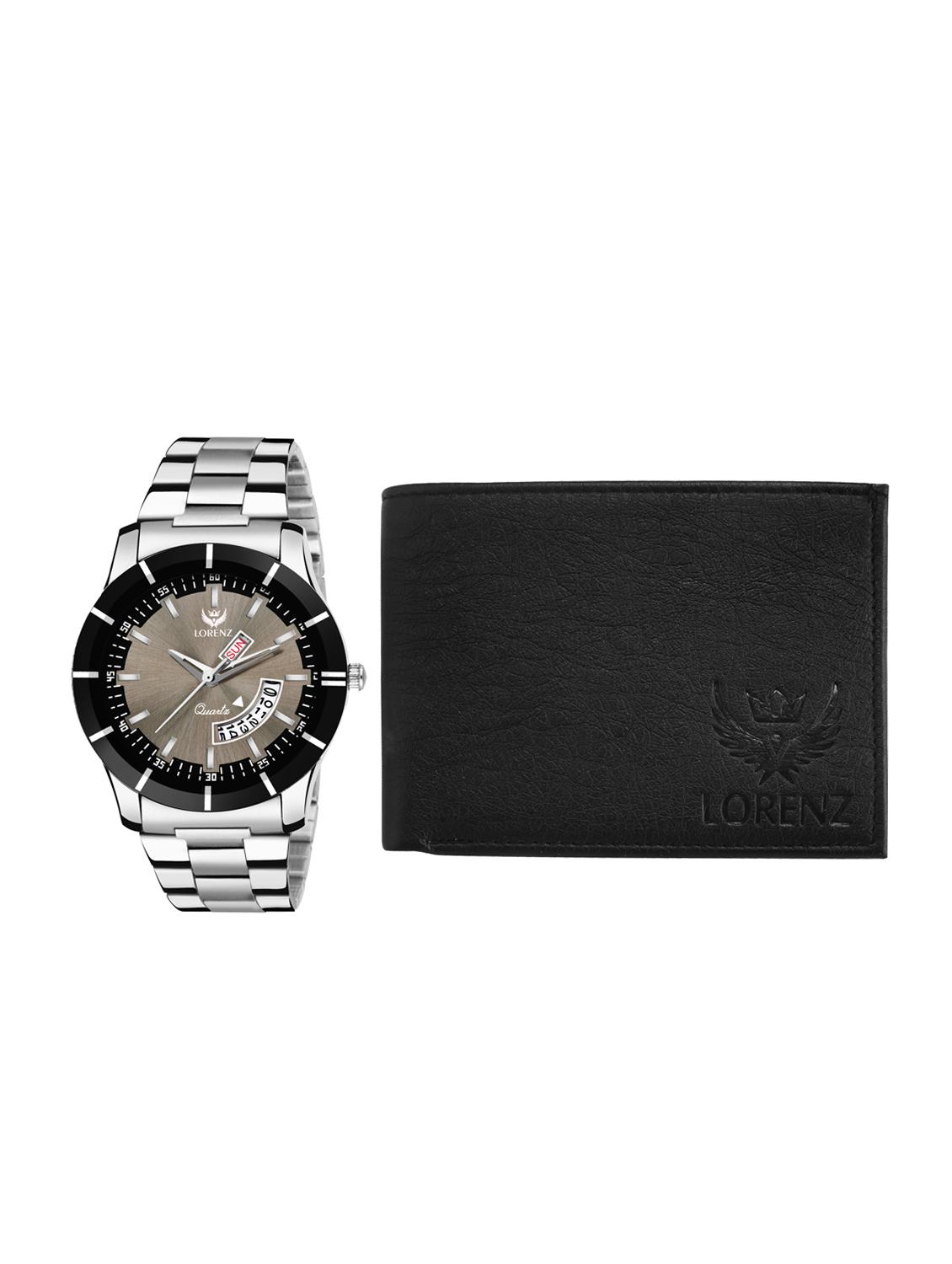 set of 2 round dial analog watch-(cm-190wl-blk),wayfarer sunglasses and leatherette wallet - 15766653 - Zoom Image - 0