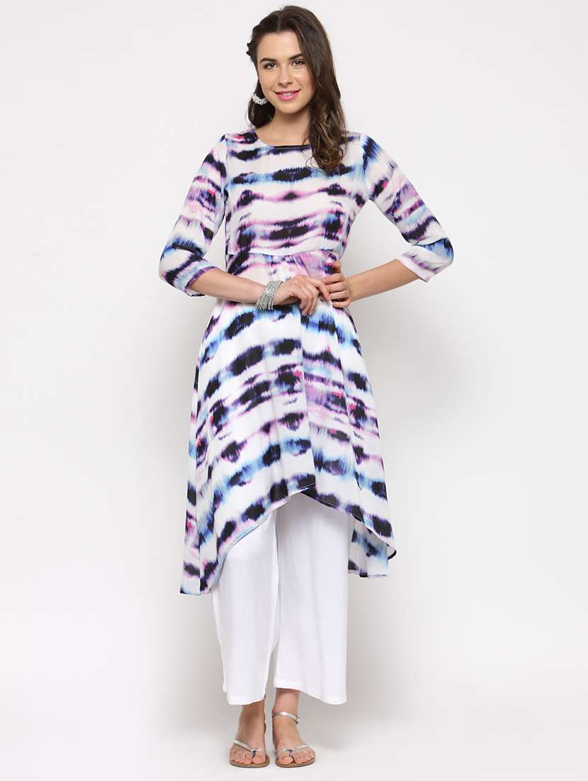 multi colored high-low kurta palazzo set