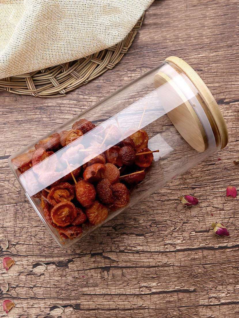  glass storage jar with bamboo lid  