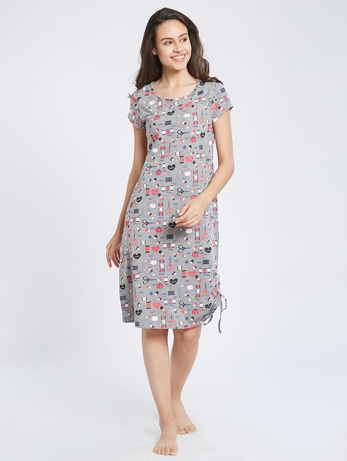 tie-up detail quirky print sleepshirt - 15769541 - Standard Image - 0