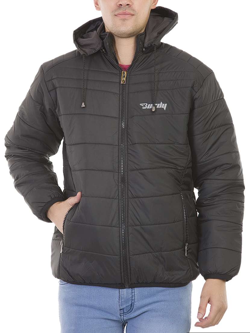 black polyester quilted jacket