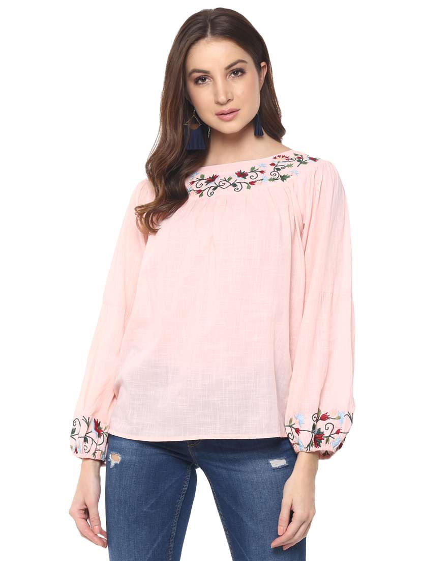 women's straight round neck top