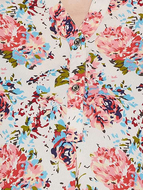 roll up sleeved floral tunic - 15772205 - Standard Image - 3