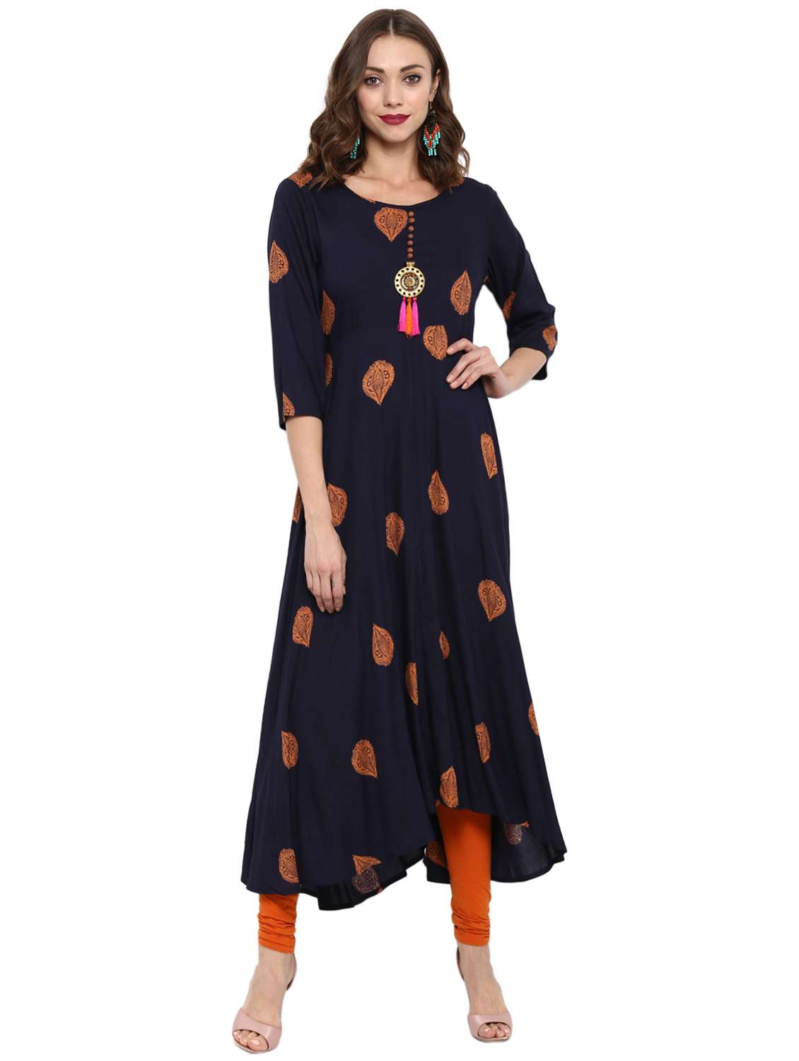 twilight blue asymmetric printed kurta