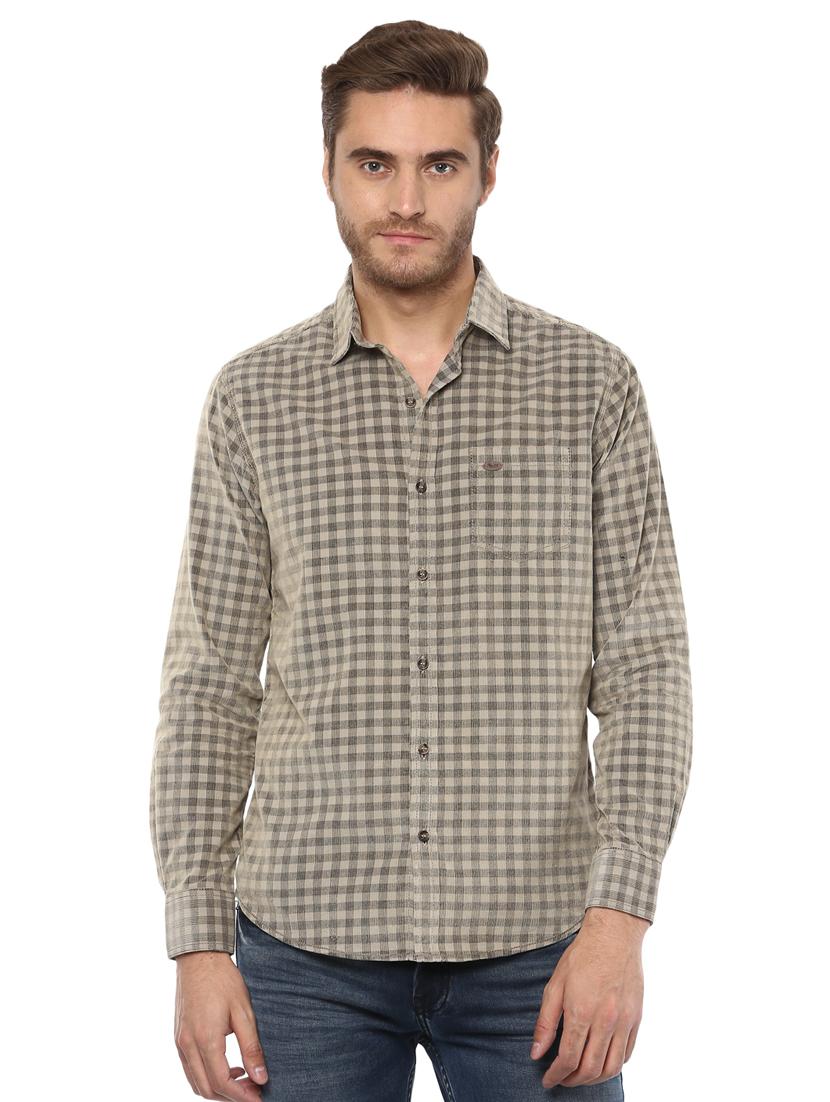 beige checkered casual shirt - 15772541 - Zoom Image - 0