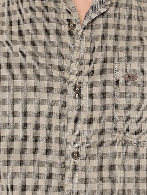 beige checkered casual shirt - 15772541 - Standard Image - 3