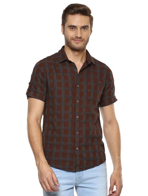 brown checkered casual shirt - 15772546 -  Standard Image - 0