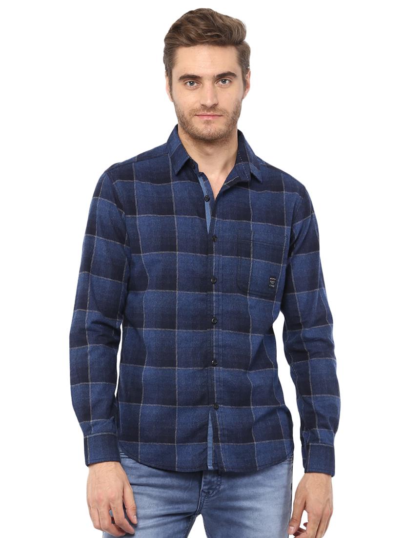 blue checkered casual shirt - 15772551 - Zoom Image - 0