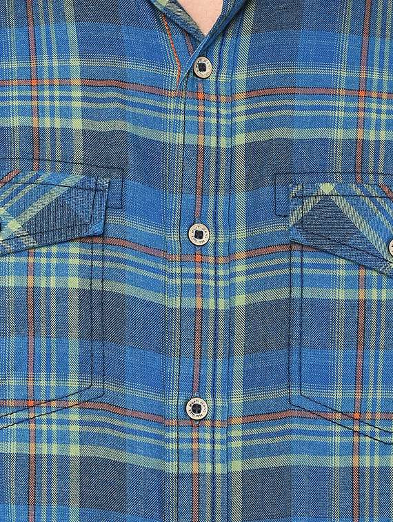 blue checkered casual shirt - 15772560 - Standard Image - 3