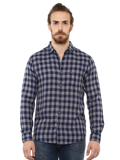 blue checkered casual shirt - 15772594 - Standard Image - 0