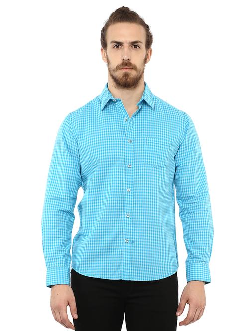 blue checkered casual shirt - 15772614 - Standard Image - 0