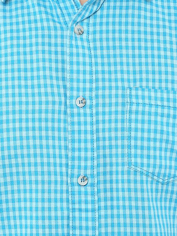 blue checkered casual shirt - 15772614 - Standard Image - 3