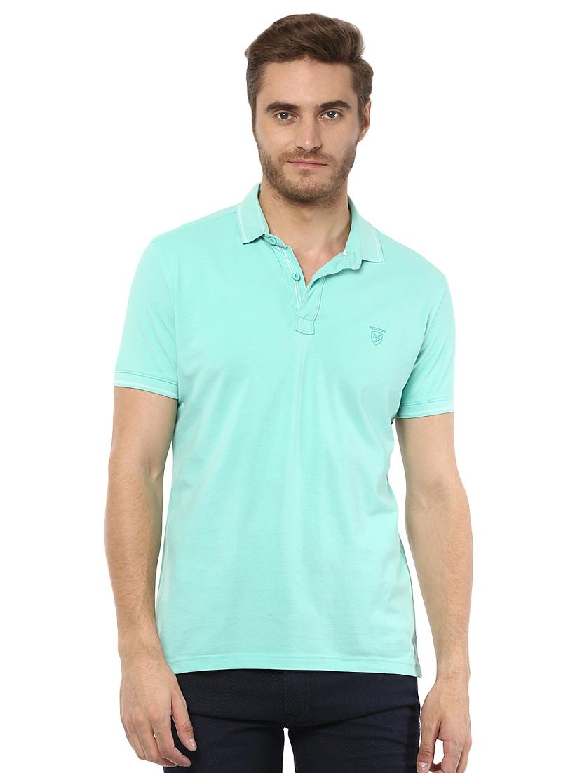 blue solid polo t-shirt - 15772620 - Zoom Image - 0