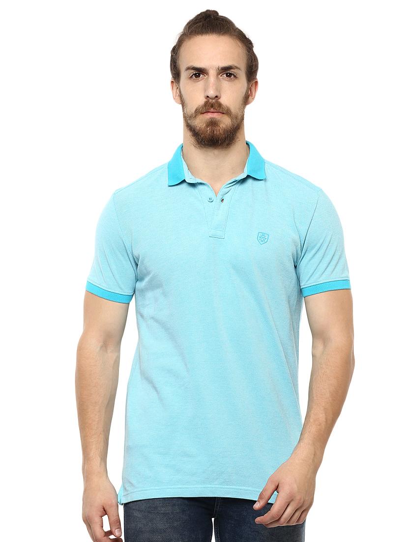 solid blue polo t-shirt - 15772636 - Zoom Image - 0