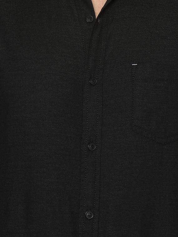 black solid casual shirt - 15772640 - Standard Image - 3