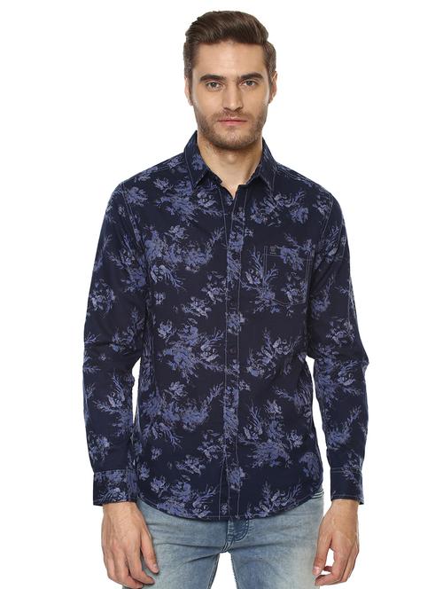 blue printed casual shirt - 15772759 - Standard Image - 0