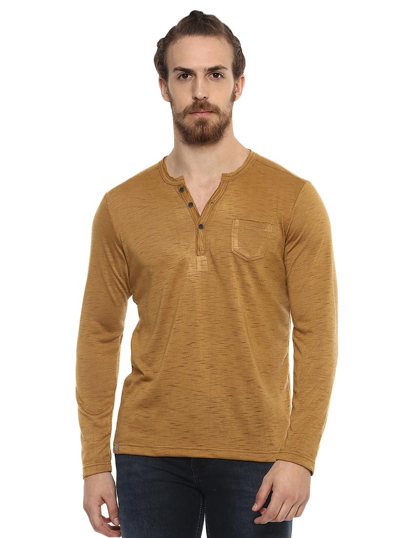 yellow pocket henley neck t-shirt - 15772761 - Zoom Image - 0