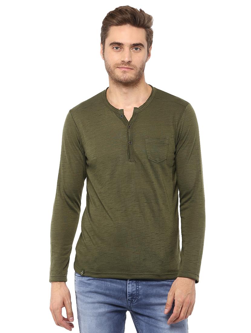 green pocket henley neck t-shirt - 15772763 - Zoom Image - 0