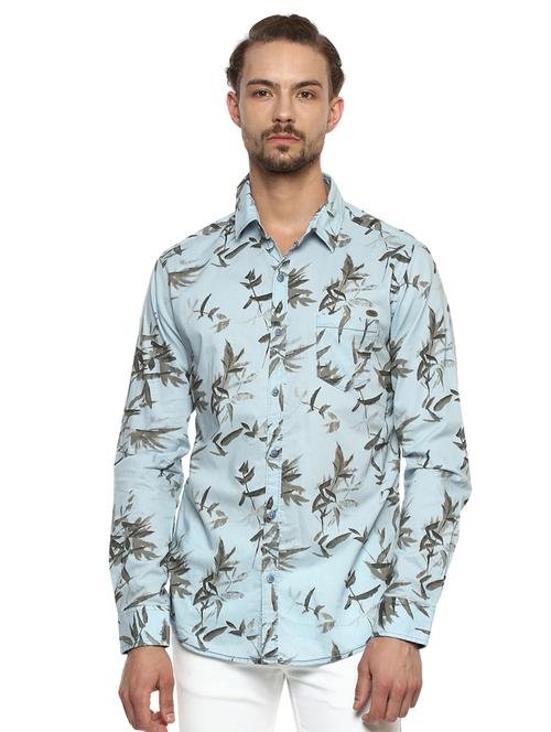 blue printed casual shirt - 15772766 - Standard Image - 0