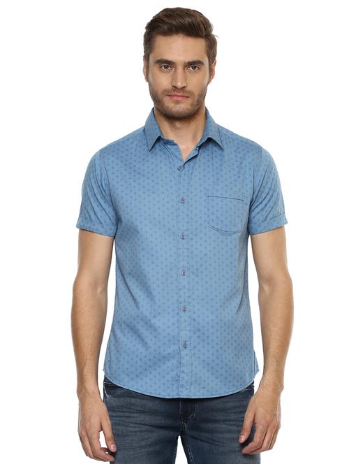 blue printed casual shirt - 15772787 -  Standard Image - 0