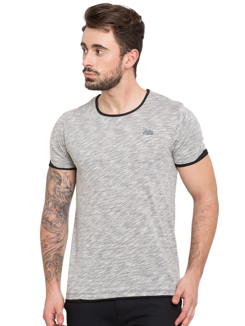 grey round neck short sleeves t-shirt - 15772823 -  Zoom Image - 0