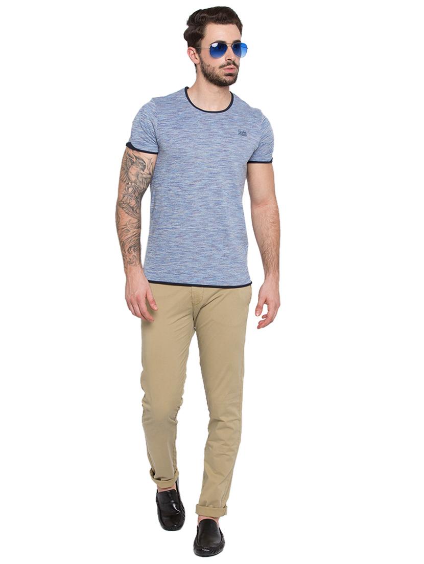 blue round neck short sleeves t-shirt - 15772825 - Standard Image - 3