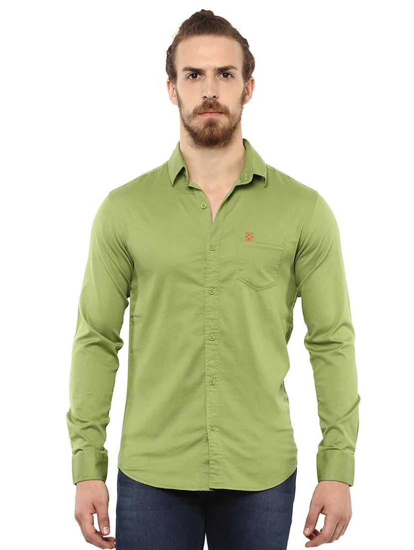 green solid casual shirt - 15772845 - Zoom Image - 0