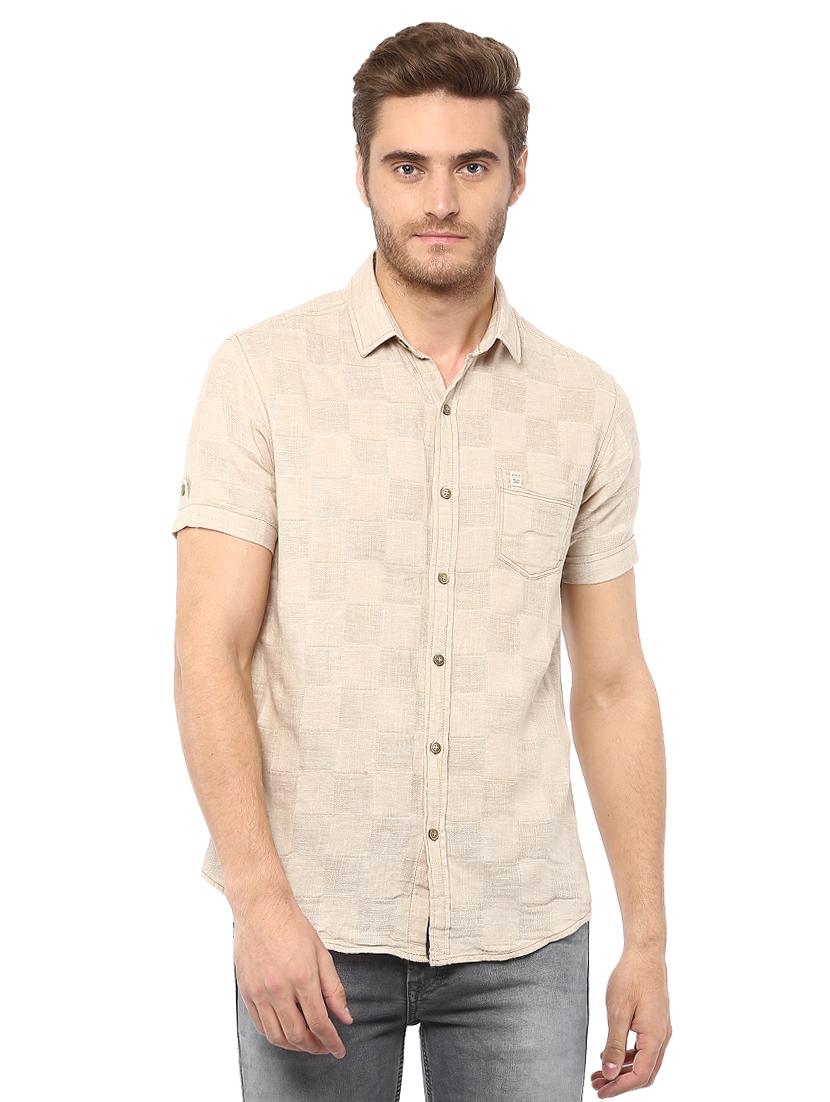 beige checkered casual shirt - 15772850 - Zoom Image - 0