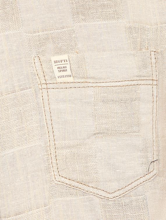 beige checkered casual shirt - 15772850 - Standard Image - 3