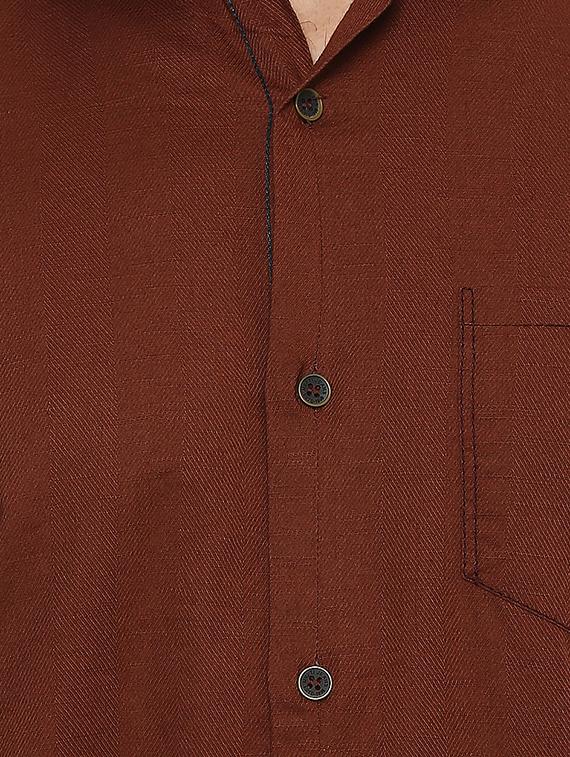 brown solid casual shirt - 15772870 - Standard Image - 3