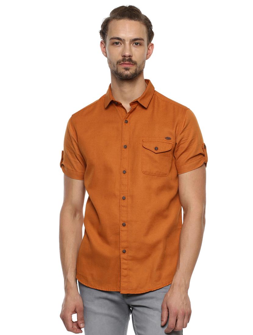 orange solid casual shirt - 15772875 - Zoom Image - 0