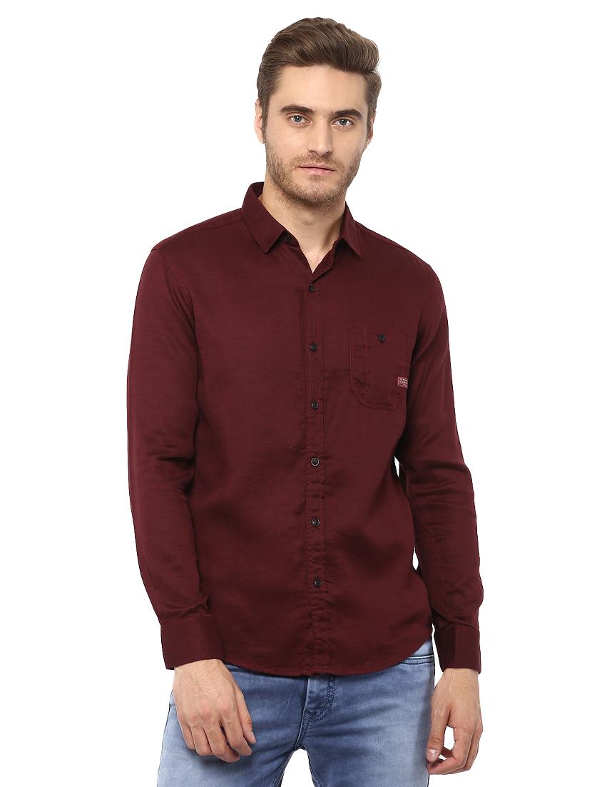 maroon solid casual shirt - 15772883 - Zoom Image - 0