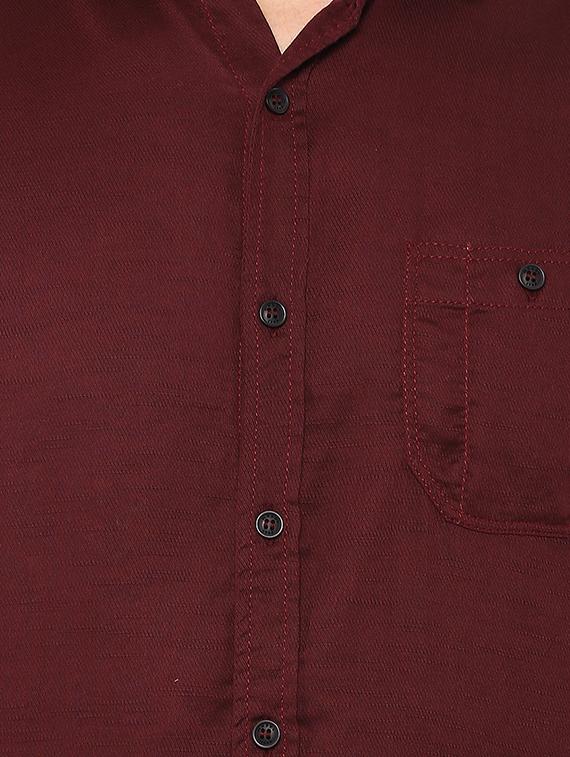 maroon solid casual shirt - 15772883 - Standard Image - 3