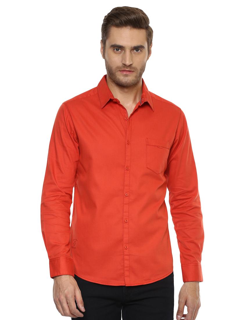 orange solid casual shirt - 15772890 -  Zoom Image - 0