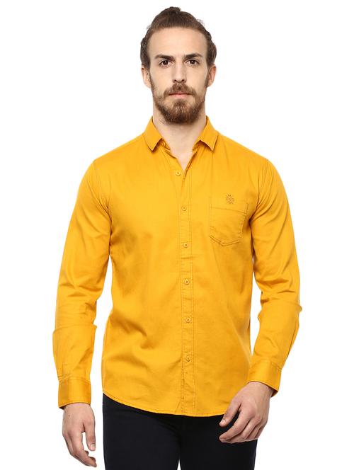 yellow solid casual shirt - 15772893 - Standard Image - 0