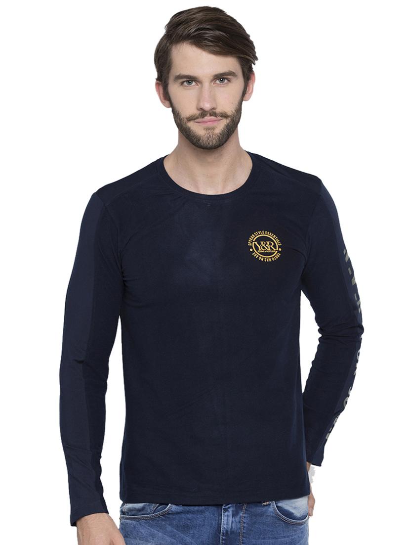 blue typographic long sleeves t-shirt - 15772894 -  Zoom Image - 0