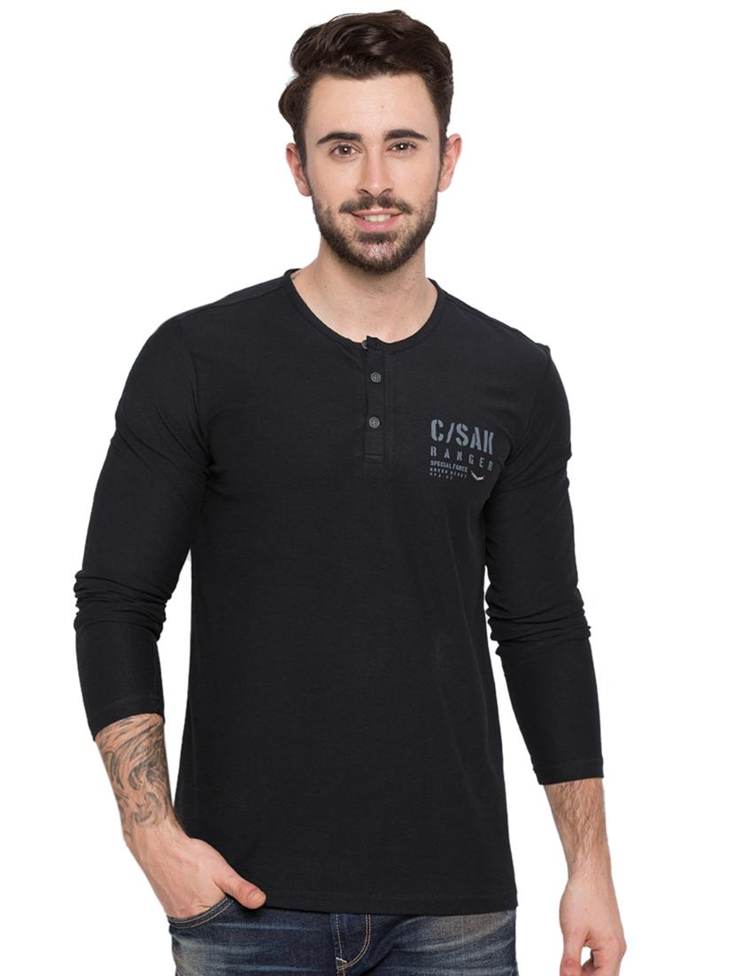 black henley neck t-shirt - 15772895 - Zoom Image - 0