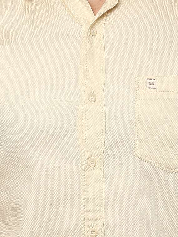 beige solid casual shirt - 15772898 -  Standard Image - 3