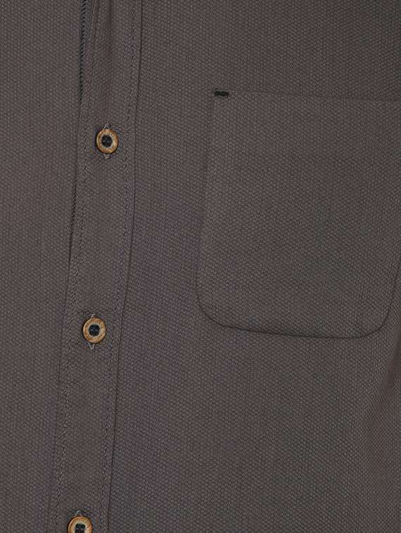 grey solid casual shirt - 15772902 - Standard Image - 3