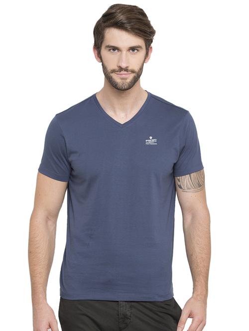 solid blue v-neck t-shirt - 15772903 - Standard Image - 0