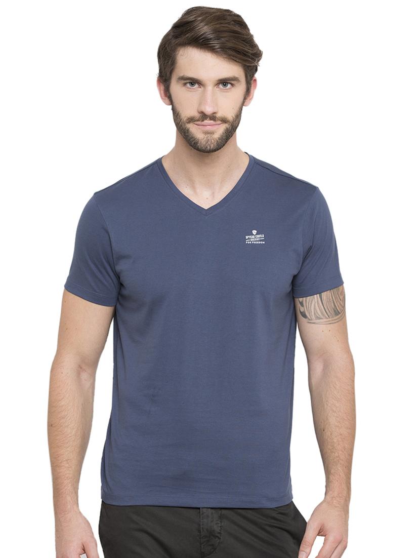 solid blue v-neck t-shirt - 15772903 - Zoom Image - 0