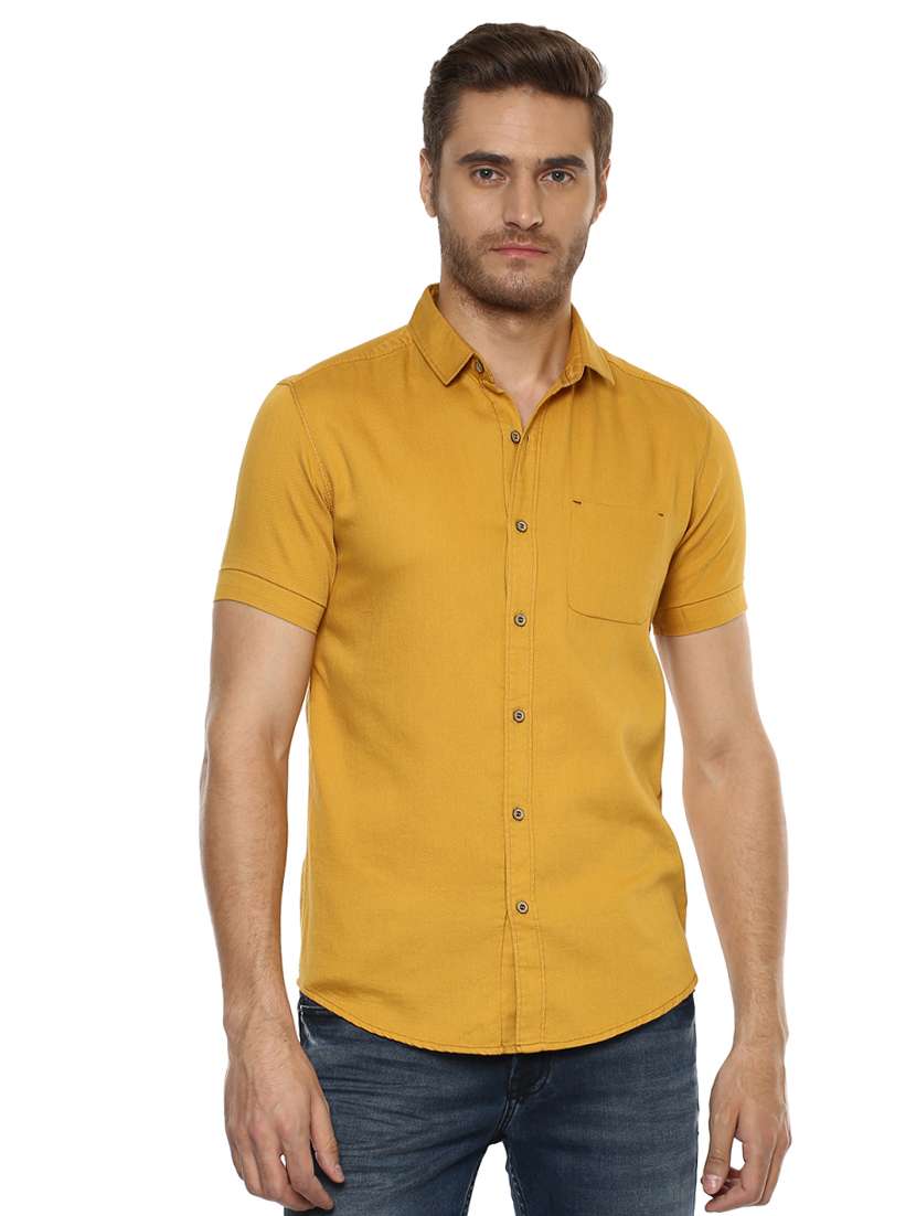 yellow solid casual shirt - 15772904 -  Zoom Image - 0