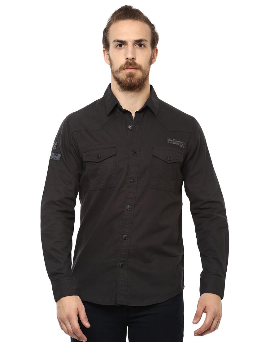 grey solid casual shirt - 15772914 - Zoom Image - 0