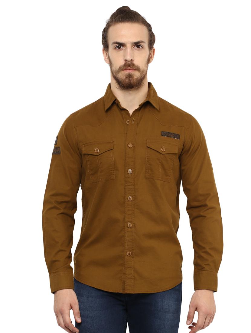 brown solid casual shirt - 15772917 - Zoom Image - 0